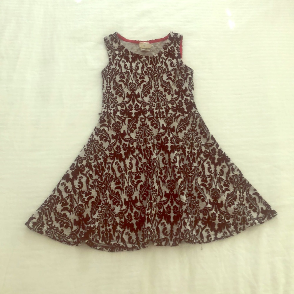 Girls black/white print dress